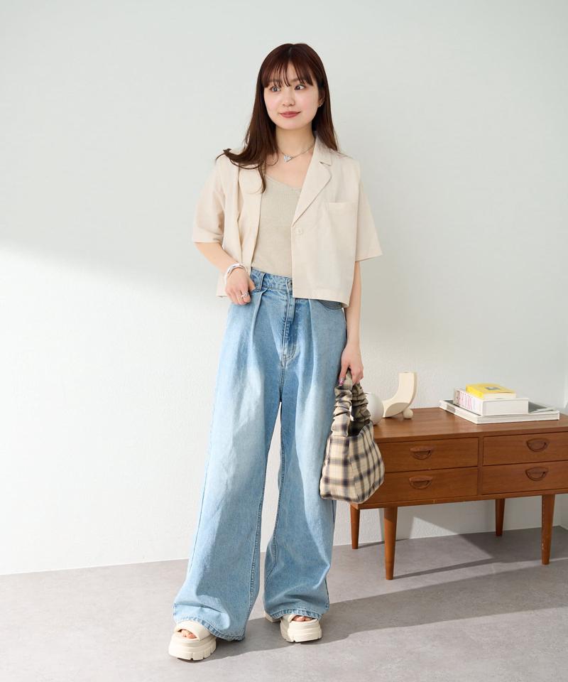 【新色追加/低身長サイズ/2サイズ展開】スーパーワイドネップデニムパンツ