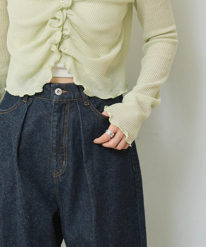 【新色追加/低身長サイズ/2サイズ展開】スーパーワイドネップデニムパンツ