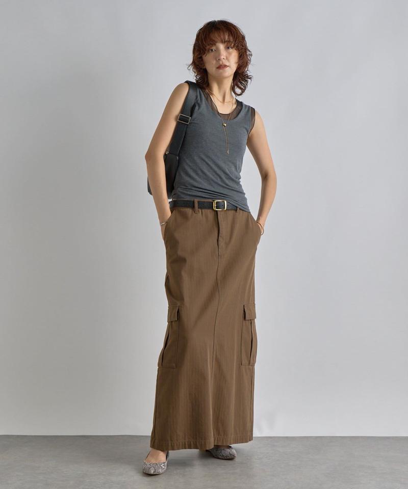 【MONN.:.(モン)】カーゴマキシスカート