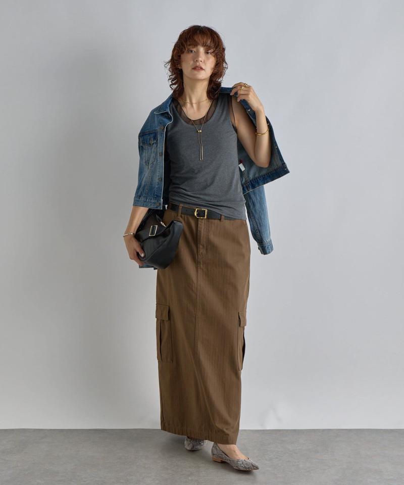 【MONN.:.(モン)】カーゴマキシスカート