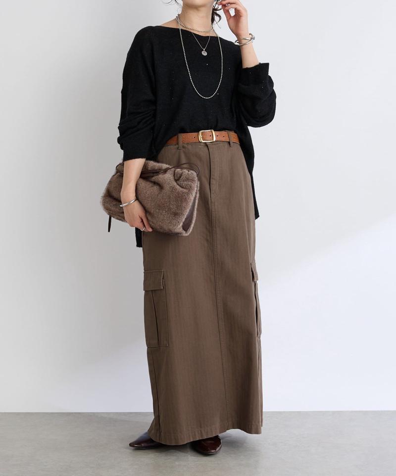 【MONN.:.(モン)】カーゴマキシスカート