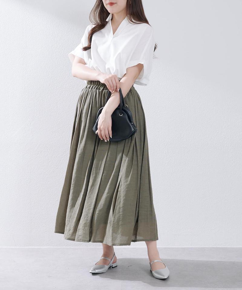 【新色追加！】春夏で着まわせる、ギャザーロングスカート