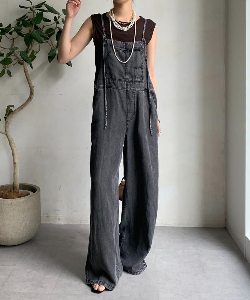 【完売カラー再追加!/サイズ展開あり】リヨセルデニムオールインワン