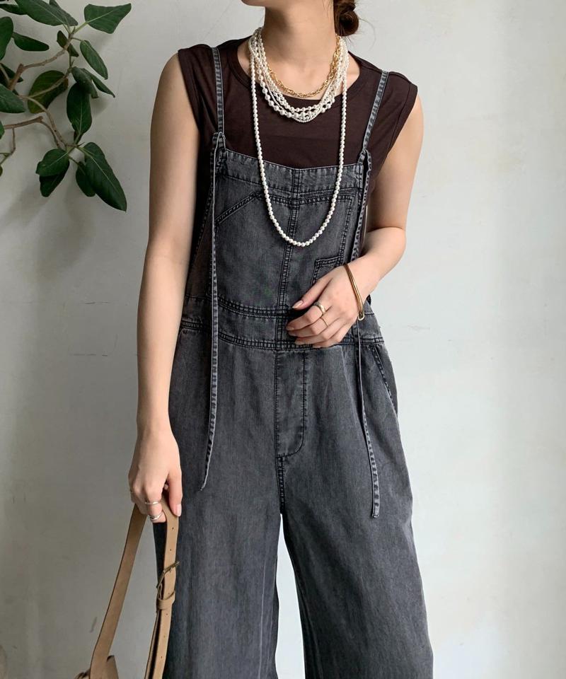 【完売カラー再追加!/サイズ展開あり】リヨセルデニムオールインワン