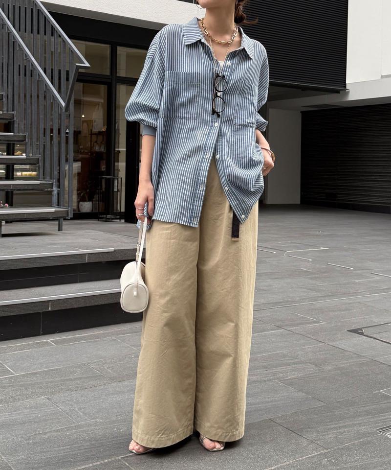 【累計販売数1万枚突破！】【透けデニムシャツ】袖リブシアーデニムシャツ