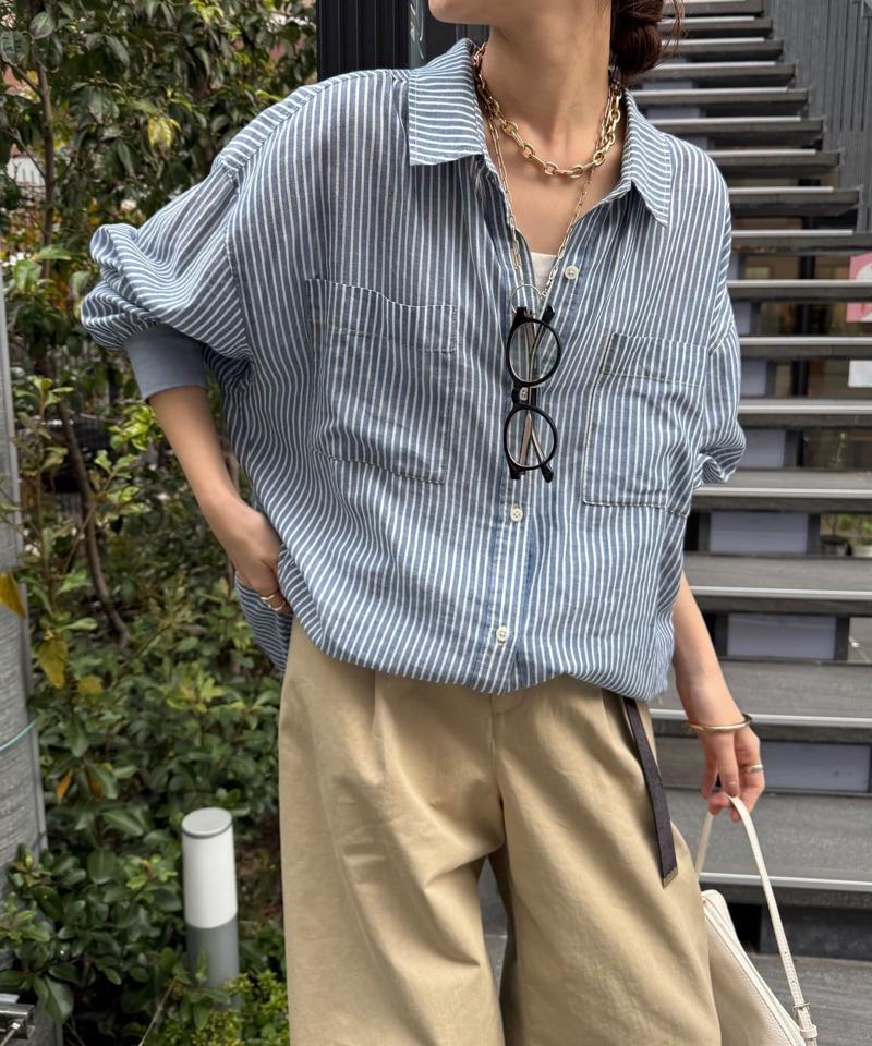 【累計販売数1万枚突破！】【透けデニムシャツ】袖リブシアーデニムシャツ