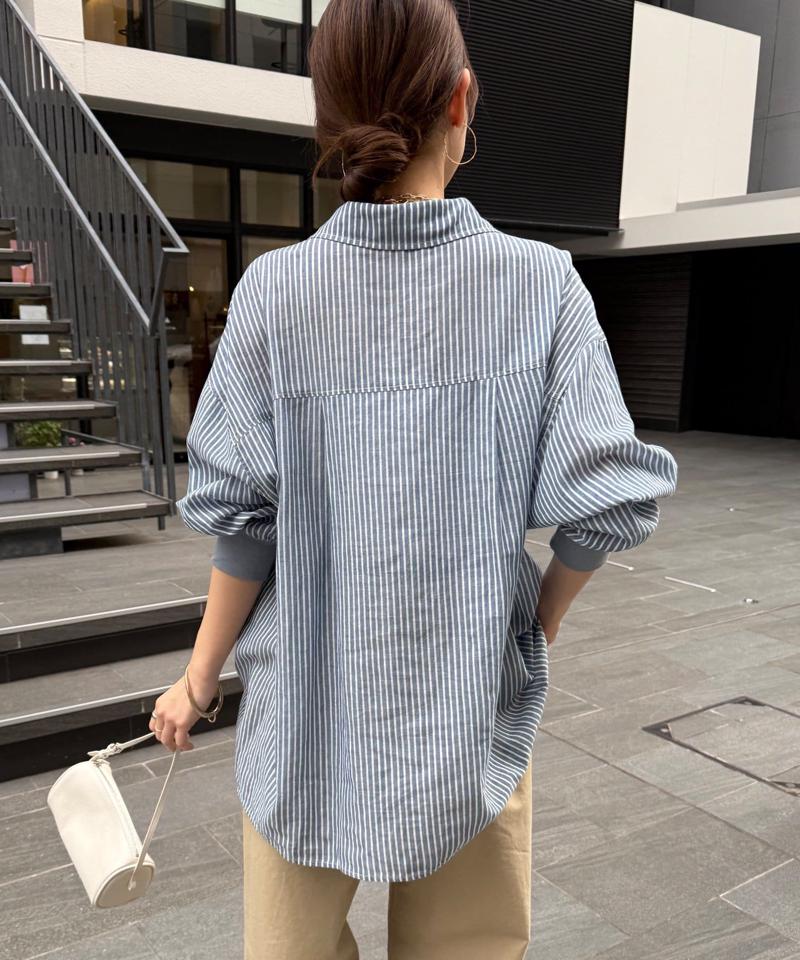 【累計販売数1万枚突破！】【透けデニムシャツ】袖リブシアーデニムシャツ