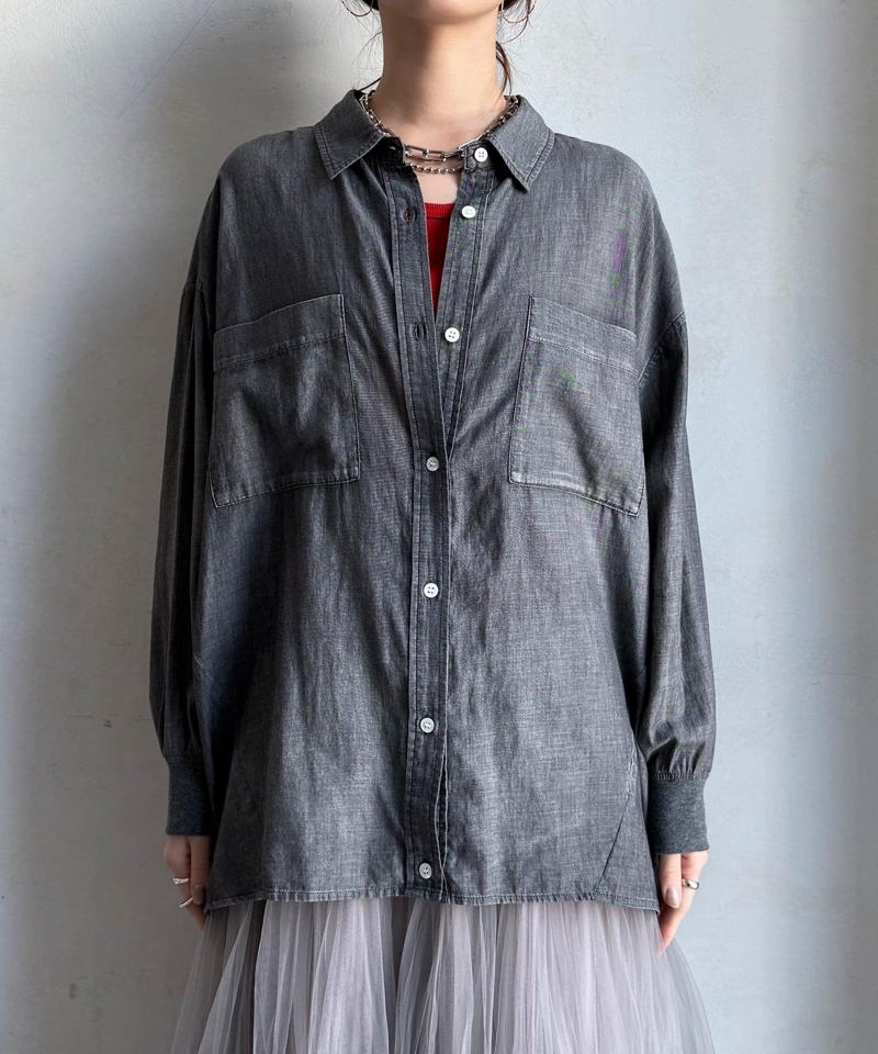 【累計販売数1万枚突破！】【透けデニムシャツ】袖リブシアーデニムシャツ
