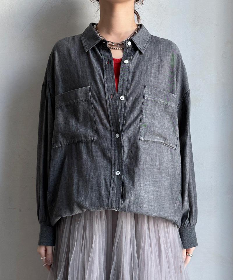【累計販売数1万枚突破！】【透けデニムシャツ】袖リブシアーデニムシャツ