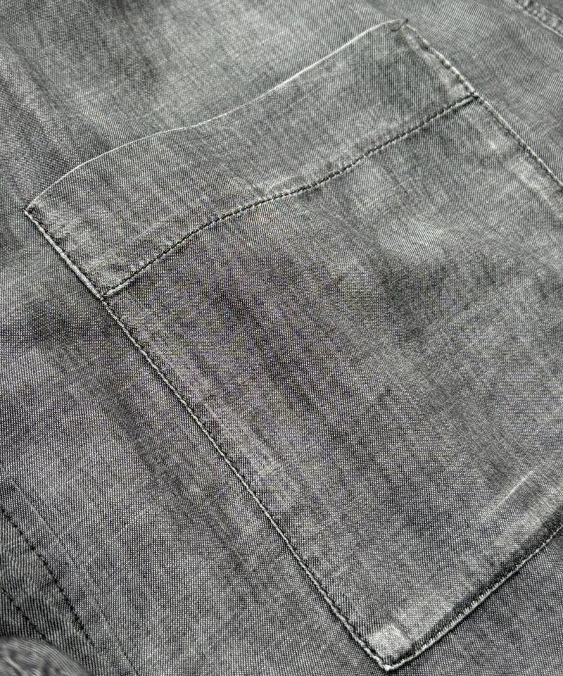 【累計販売数1万枚突破！】【透けデニムシャツ】袖リブシアーデニムシャツ