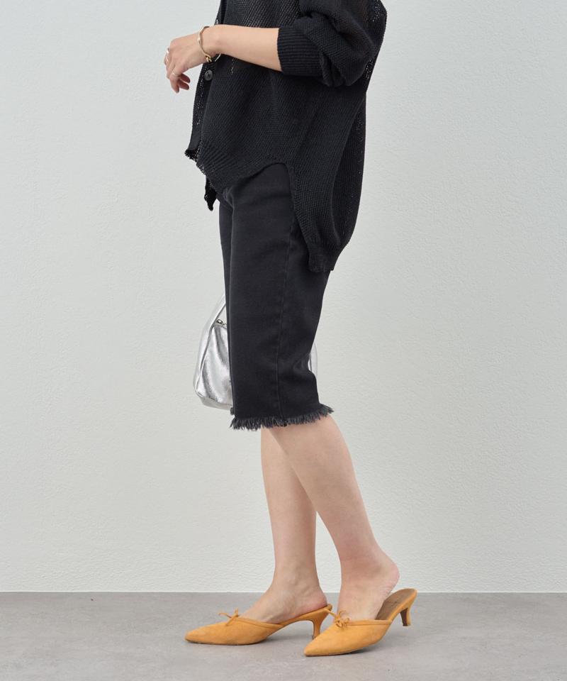 《旬なスタイル》《サイズ展開》ストレッチハーフデニムパンツ