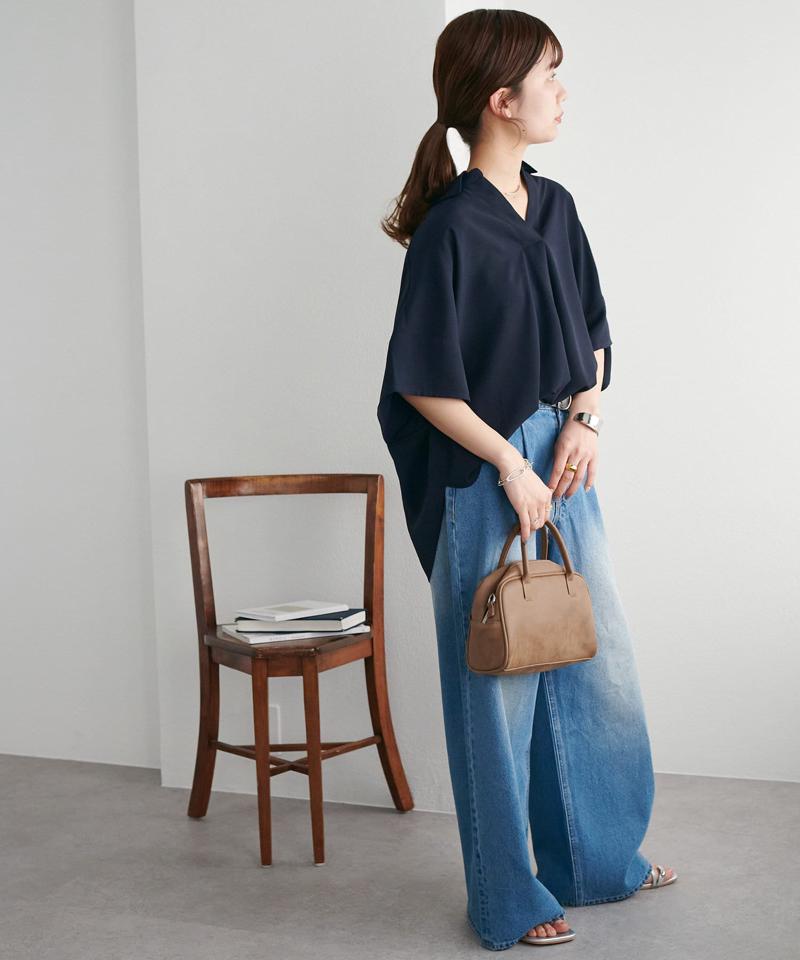 【オンオフ使える♪/シワになりにくい】抜き衿スキッパーブラウス《WEB限定》