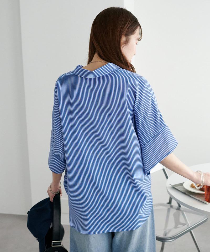 【オンオフ使える♪/シワになりにくい】抜き衿スキッパーブラウス《WEB限定》