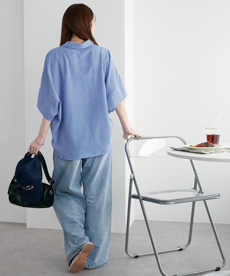 【オンオフ使える♪/シワになりにくい】抜き衿スキッパーブラウス《WEB限定》