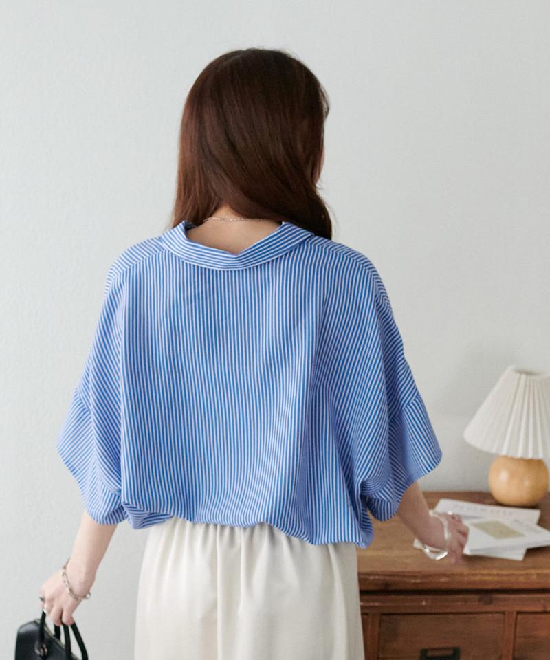 【オンオフ使える♪/シワになりにくい】抜き衿スキッパーブラウス《WEB限定》