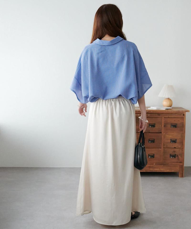 【オンオフ使える♪/シワになりにくい】抜き衿スキッパーブラウス《WEB限定》