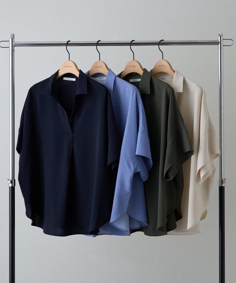 【オンオフ使える♪/シワになりにくい】抜き衿スキッパーブラウス《WEB限定》