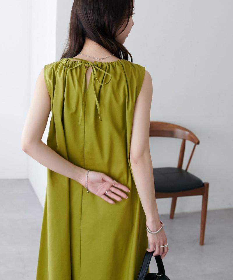 【新色追加!/WEB限定】衿ギャザーノースリワンピース