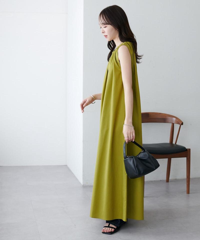 【新色追加!/WEB限定】衿ギャザーノースリワンピース