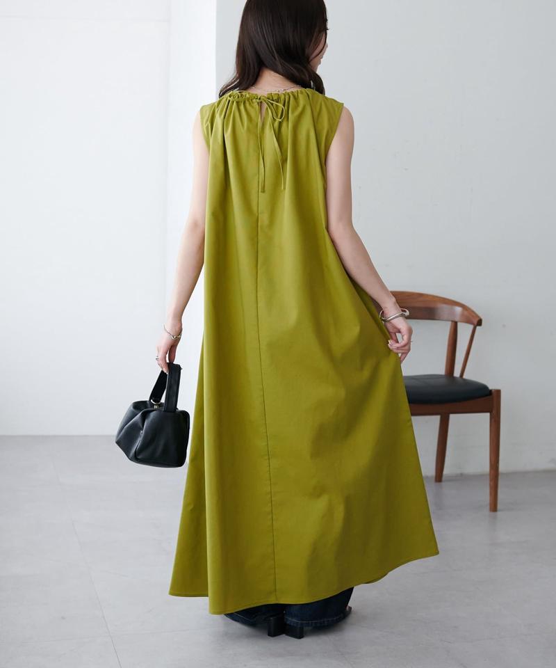 【新色追加!/WEB限定】衿ギャザーノースリワンピース