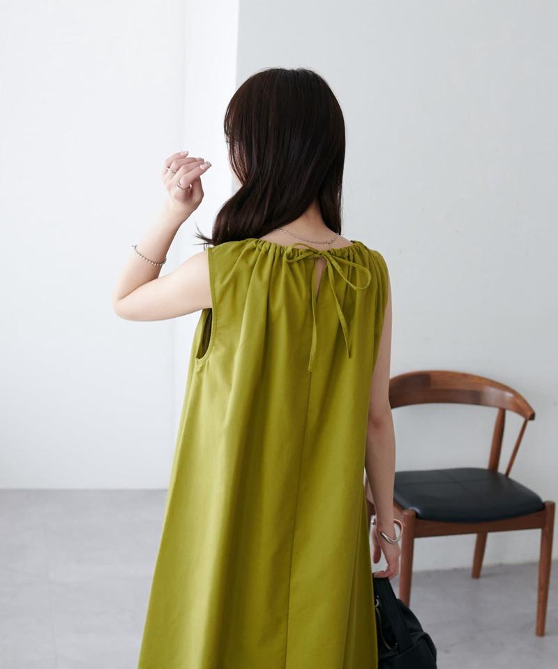 【新色追加!/WEB限定】衿ギャザーノースリワンピース