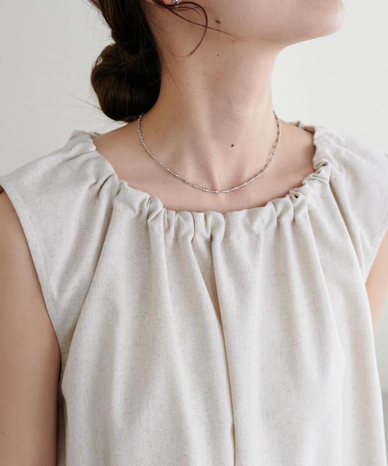 【新色追加!/WEB限定】衿ギャザーノースリワンピース