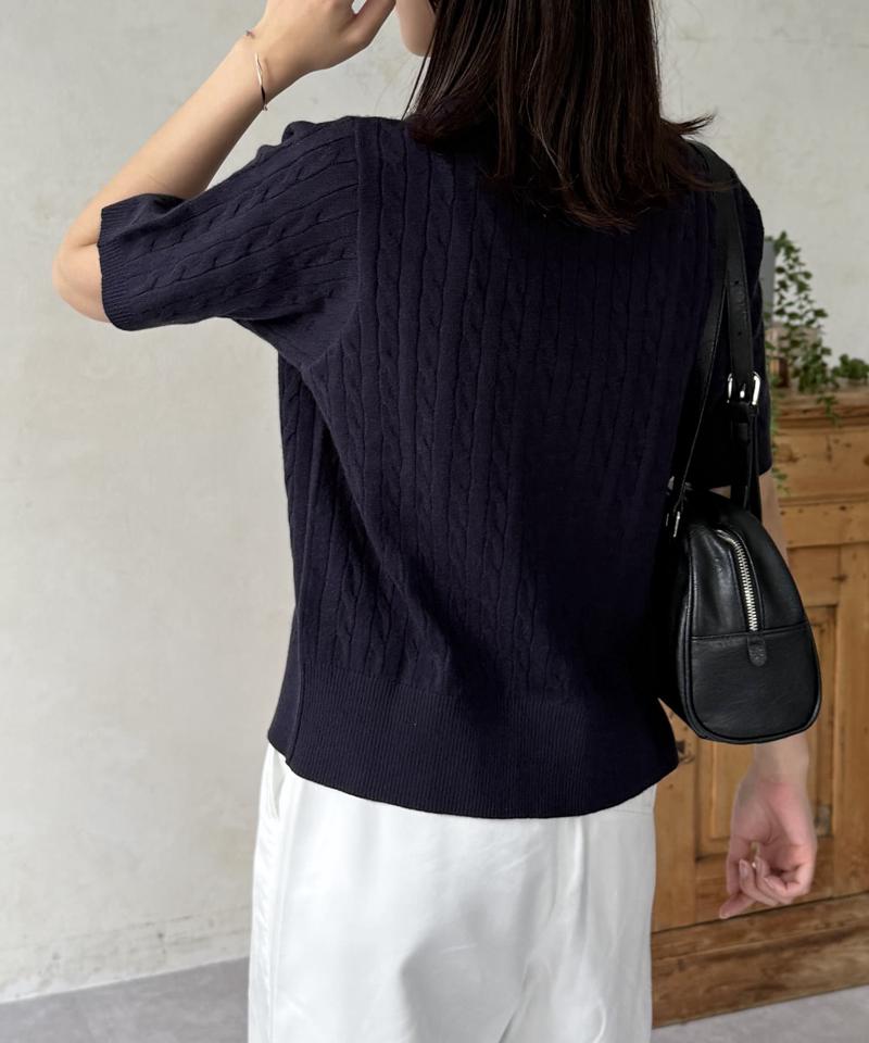 【U.S. POLO ASSN.】ケーブルニット半袖カーディガン