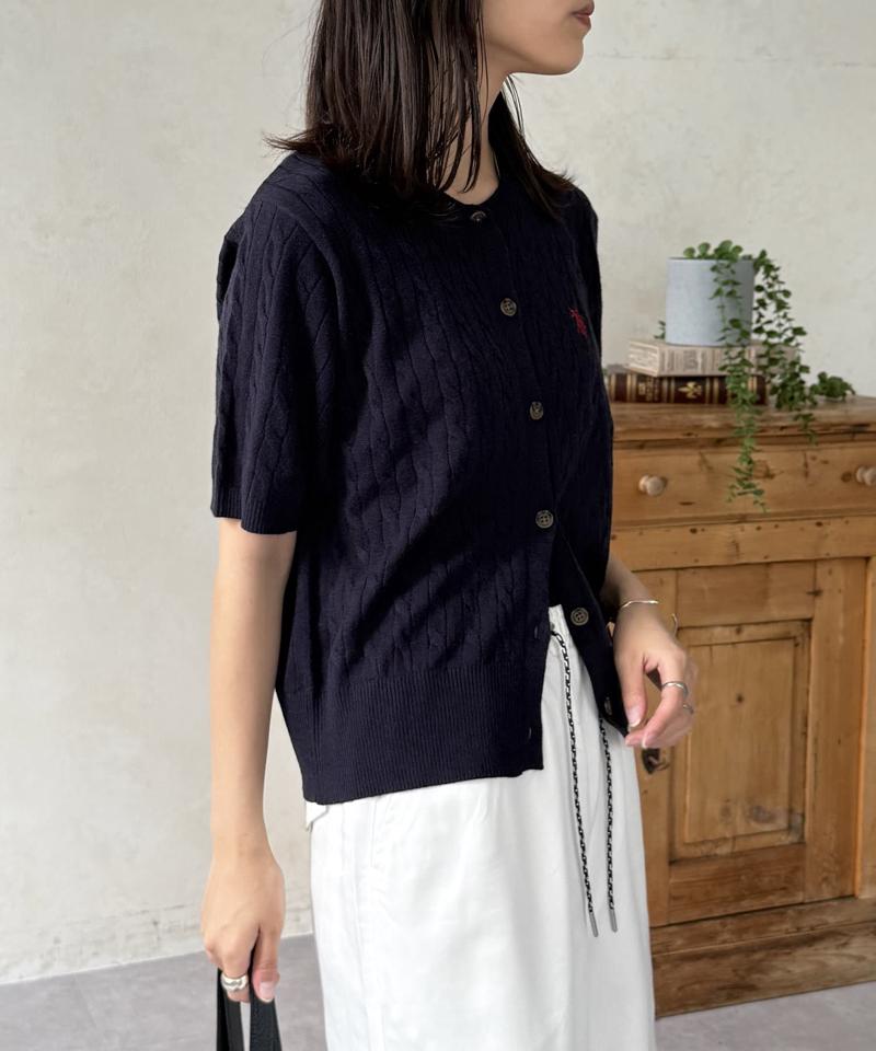 【U.S. POLO ASSN.】ケーブルニット半袖カーディガン