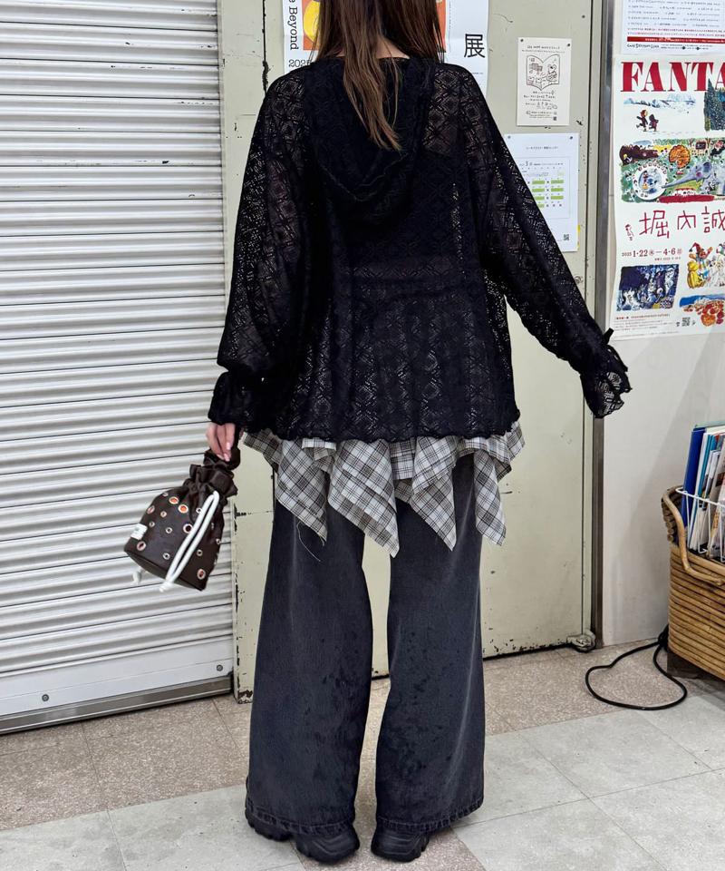 チェックイレヘムミニスカート