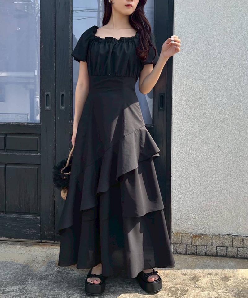 【Black collection】イレヘムティアードロングワンピース