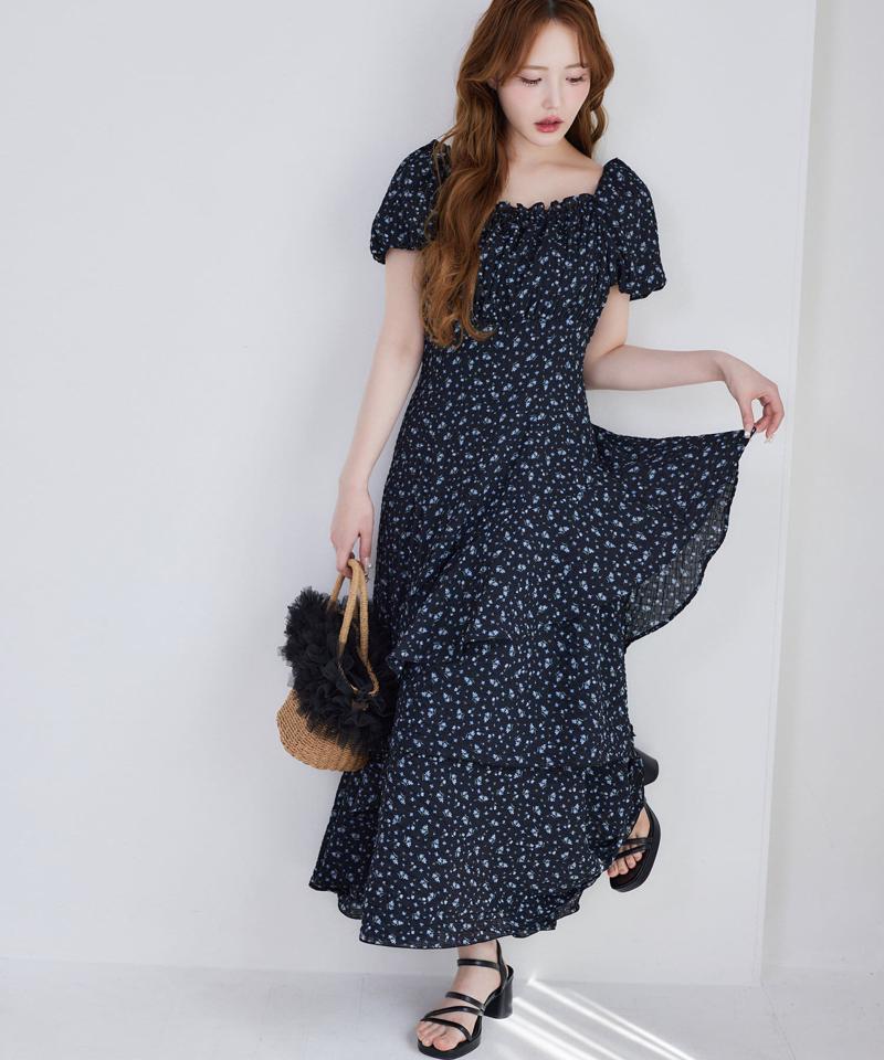 【Black collection】イレヘムティアードロングワンピース