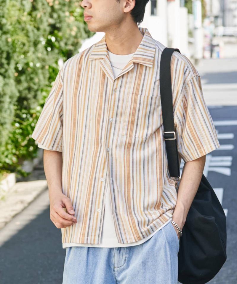 【GOOD HOLIDAY】オープンカラーストライプシャツ