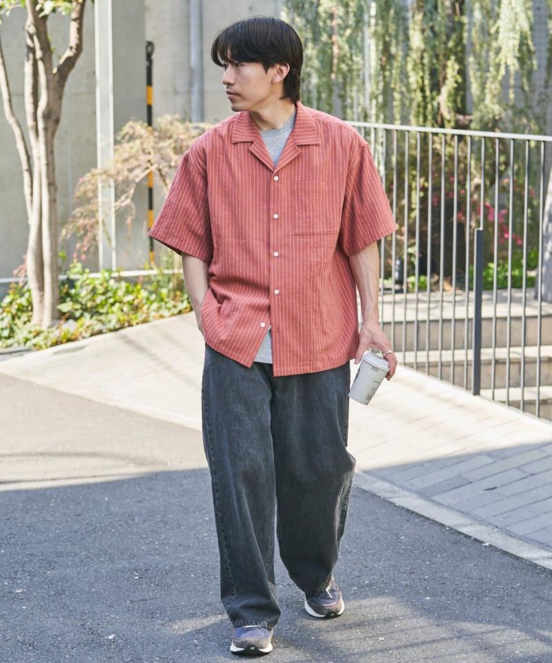 【GOOD HOLIDAY】オープンカラーストライプシャツ