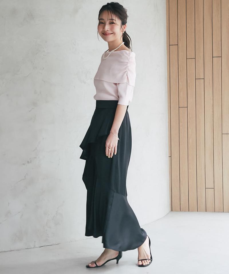 【美シルエット】アシメラッフルスカート