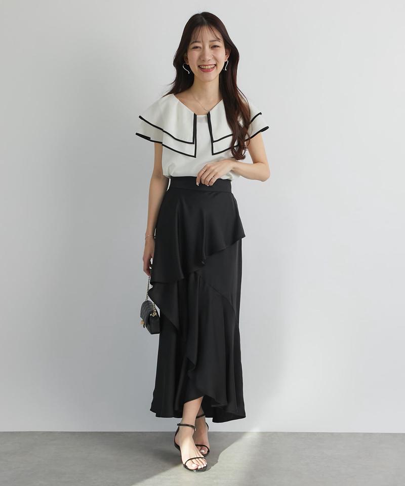 【美シルエット】アシメラッフルスカート