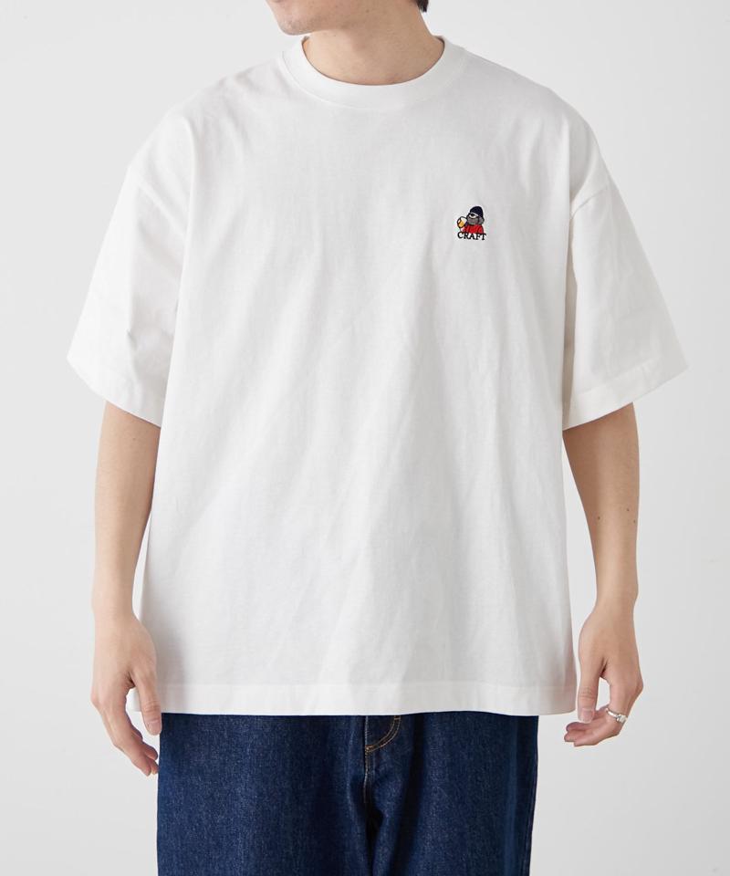 【ojisan】ユニセックスワンポイントサガラ刺繍半袖Tee