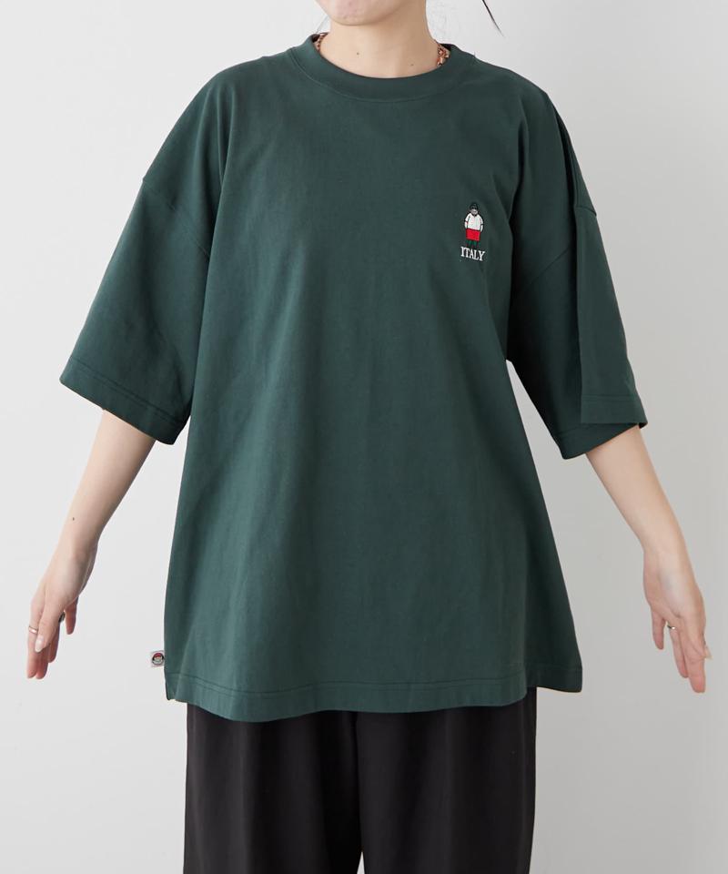 【ojisan】ユニセックスワンポイントサガラ刺繍半袖Tee