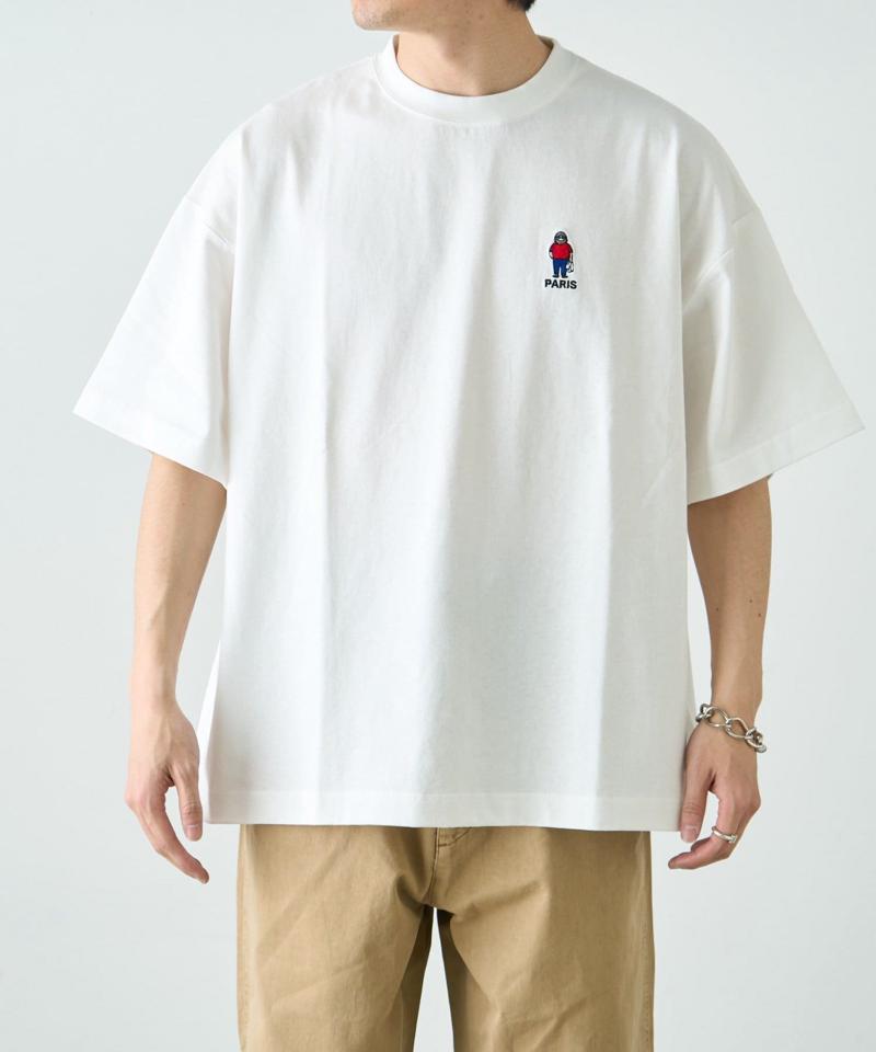 【ojisan】ユニセックスワンポイントサガラ刺繍半袖Tee