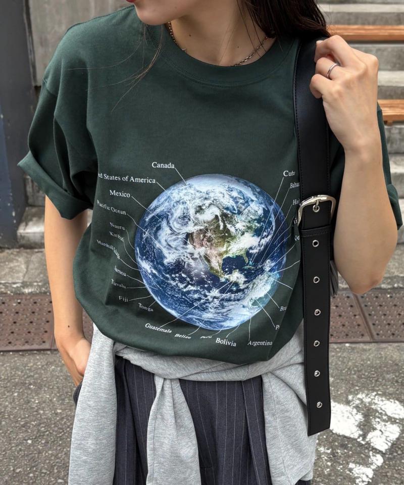 【WEB限定】【UNISEX】ムーンクレーター&アースロゴプリントTee