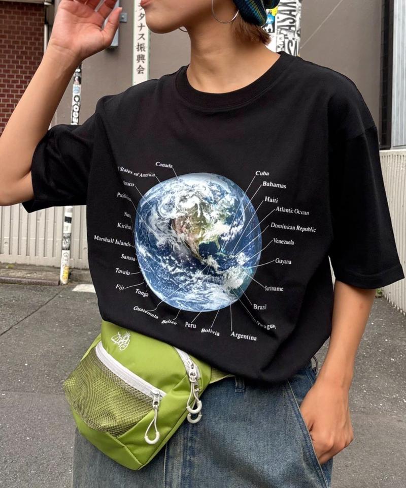 【WEB限定】【UNISEX】ムーンクレーター&アースロゴプリントTee