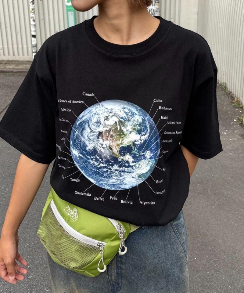 【WEB限定】【UNISEX】ムーンクレーター&アースロゴプリントTee