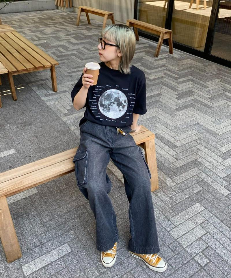 【WEB限定】【UNISEX】ムーンクレーター&アースロゴプリントTee