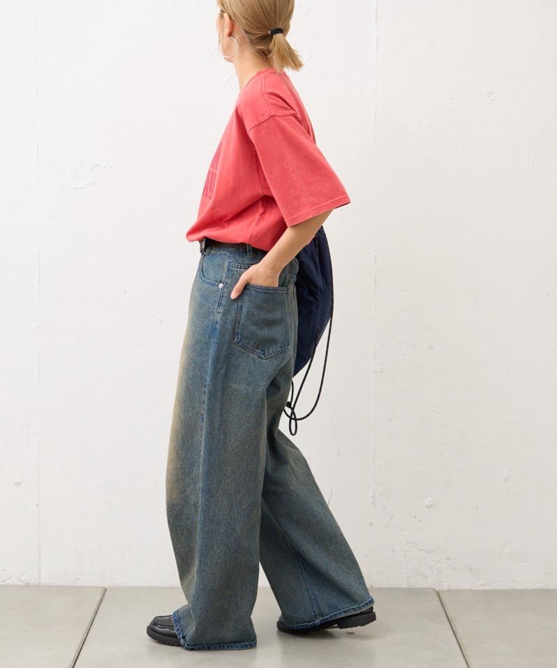 【UNISEX】アシッドウォッシュ加工ロゴTEE