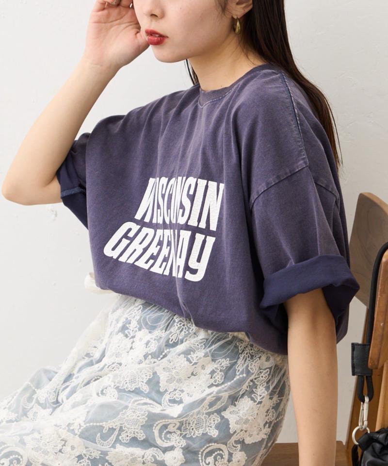 【UNISEX】アシッドウォッシュ加工ロゴTEE