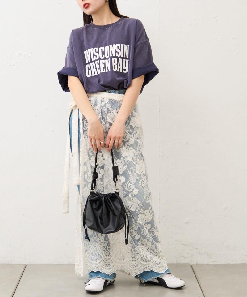 【UNISEX】アシッドウォッシュ加工ロゴTEE