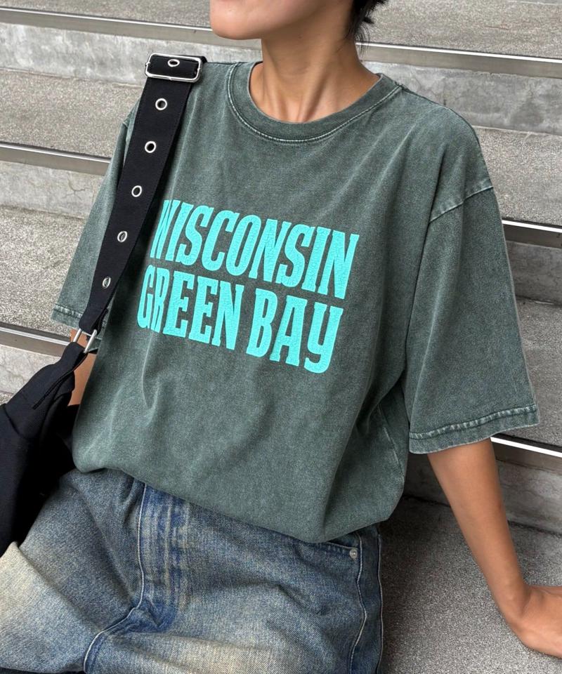 【UNISEX】アシッドウォッシュ加工ロゴTEE