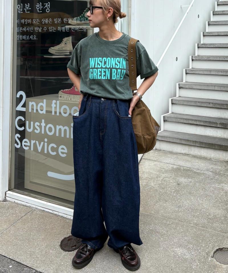 【UNISEX】アシッドウォッシュ加工ロゴTEE