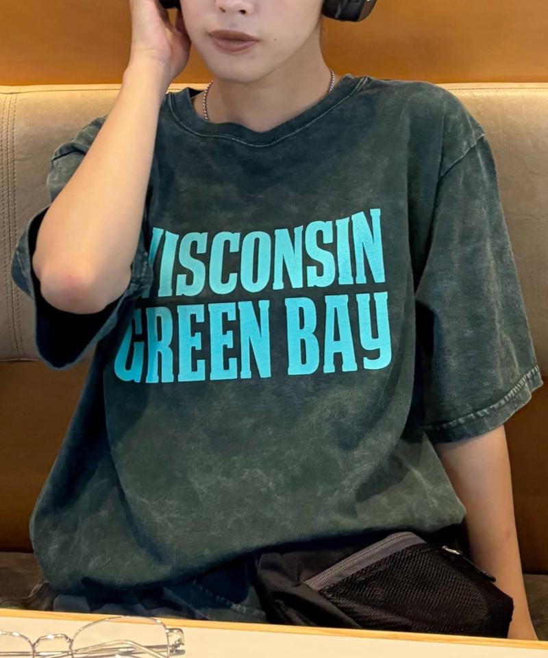 【UNISEX】アシッドウォッシュ加工ロゴTEE