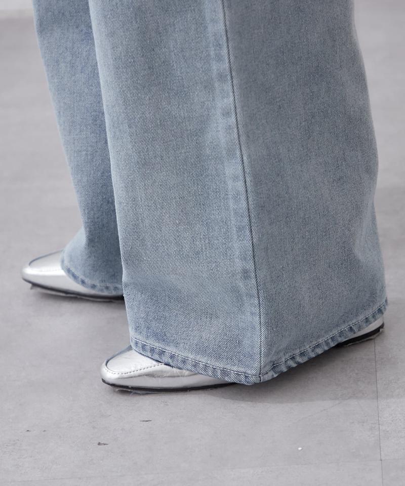グラデーションタックワイドデニムパンツ