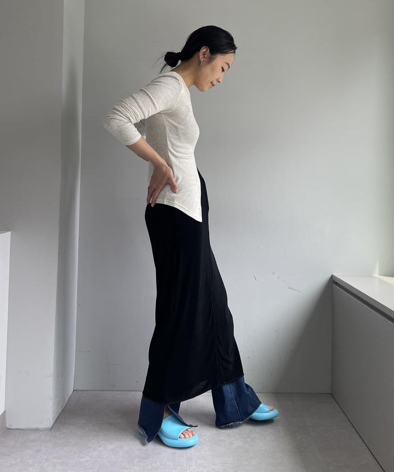 Sheer rib zip skirt